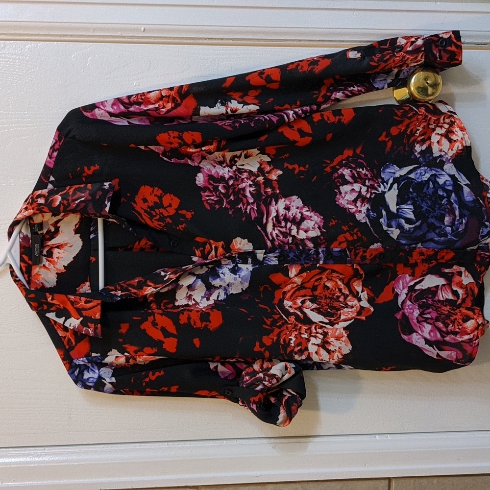 Floral button up shirt for work